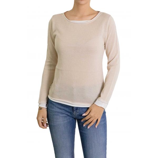 Maglia girocollo con contrasti di colore 